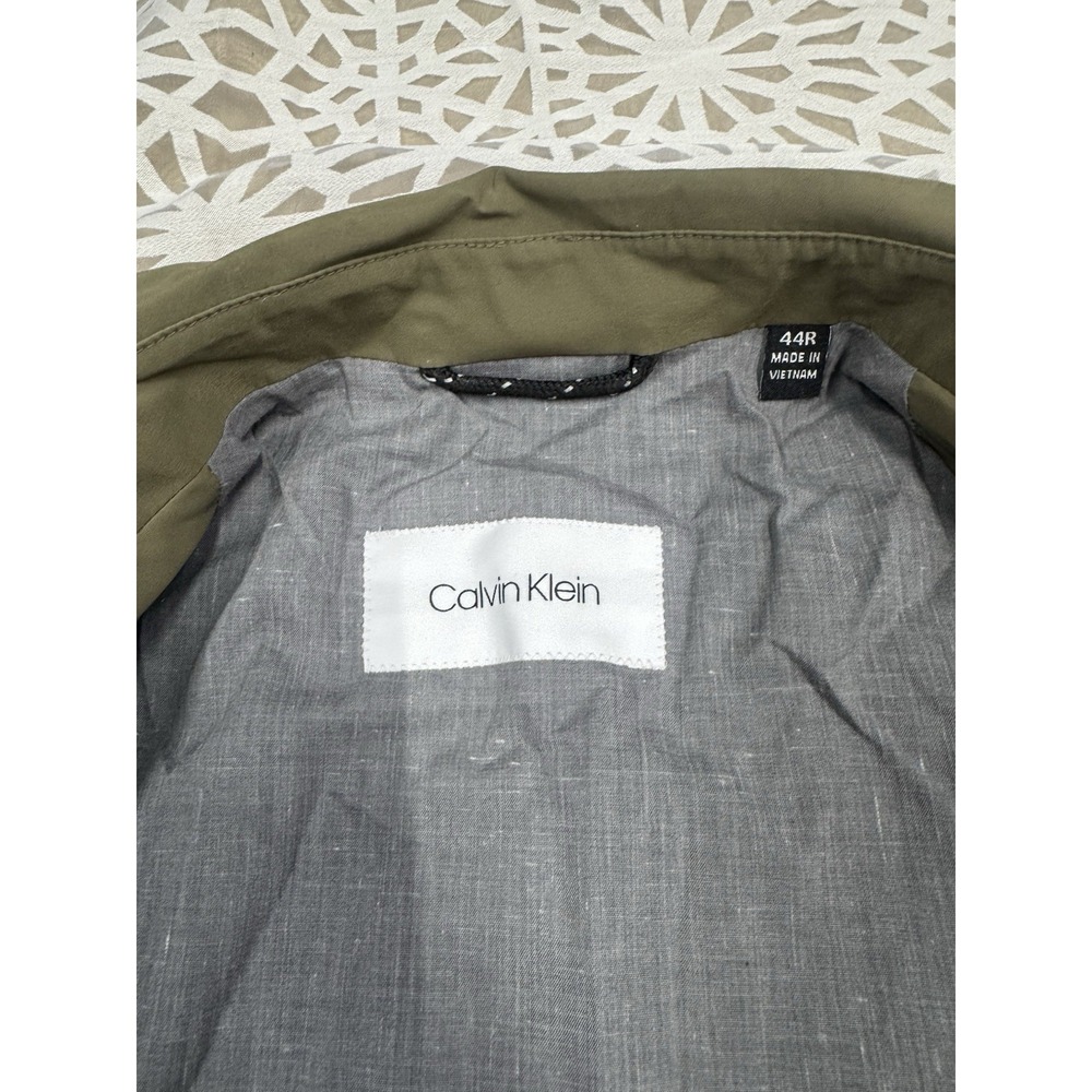 Calvin Klein Olive Green Double Breasted Trench Coat Size 44R - Picture 4 of 4